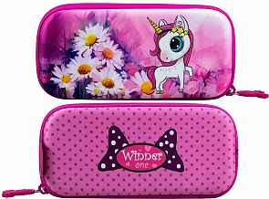 Пенал жесткий Единорог, цвет – розовый (Winner, P-208)